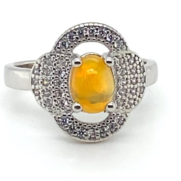 Welo Opal 1.19ct Platinum Finish Solid 925 Sterling Silver Ring - Picture 3 of 6